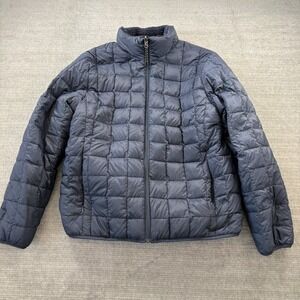 Taion Mountain‎ Wear Down Jacket Mens L Blue Reversible Fleece Lined Hiking